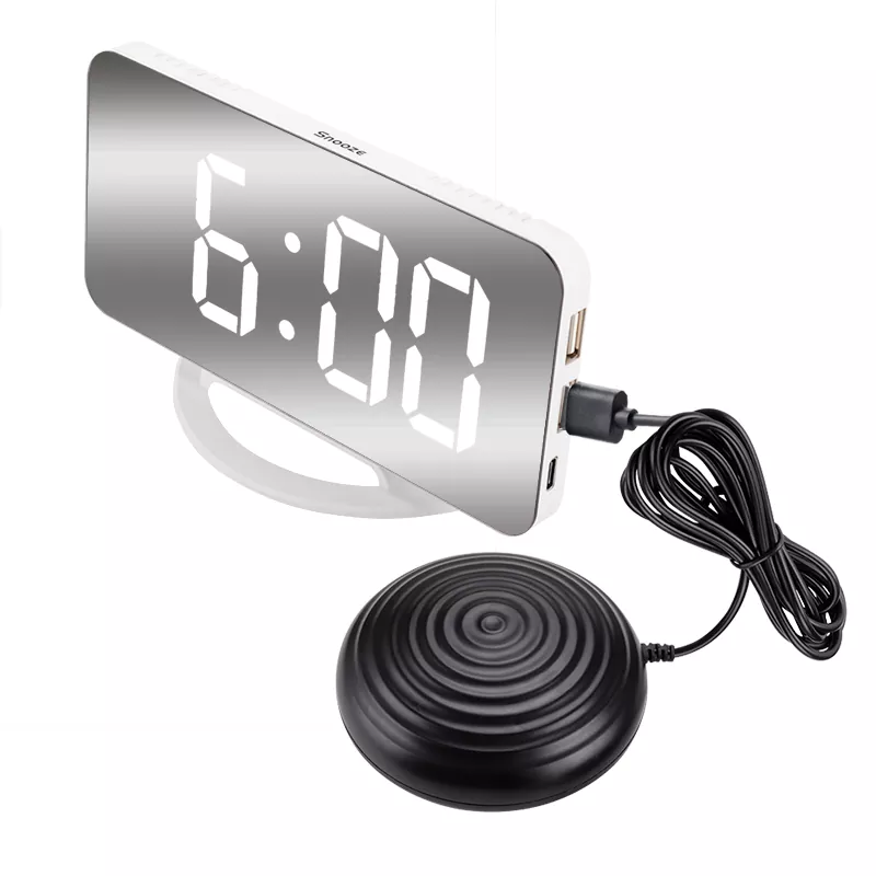 LED dubbele USB-spiegeltrillingswekker voor doven